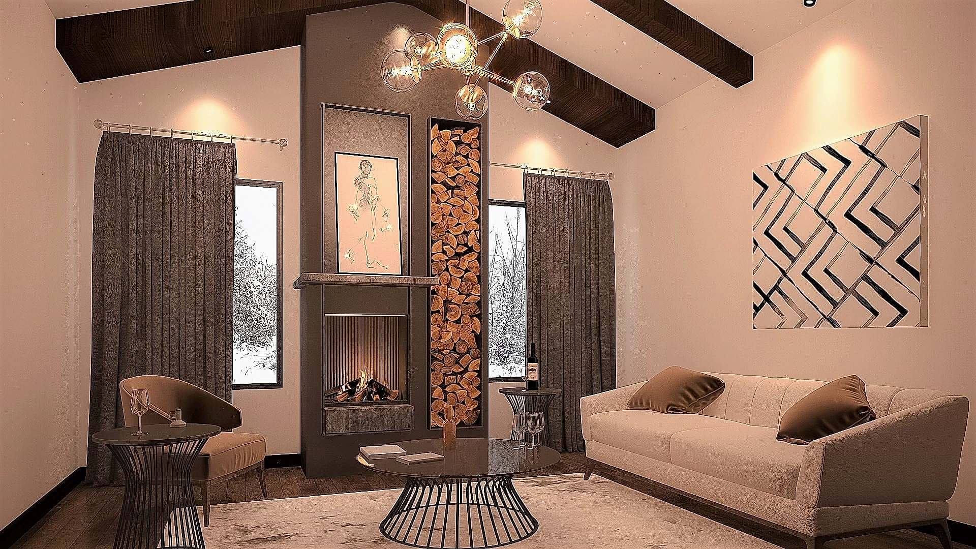 Modern Rustic Cabin Living Room