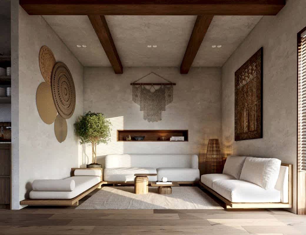 Modern minimal boho living room