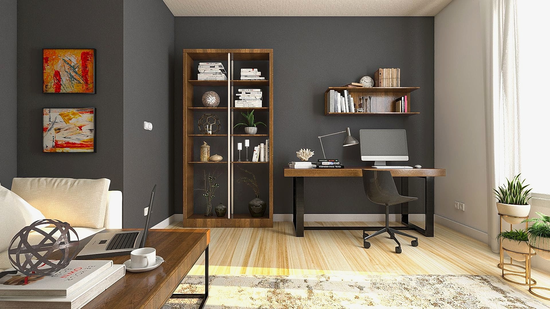 Small Apartment Home Office In a Living Room