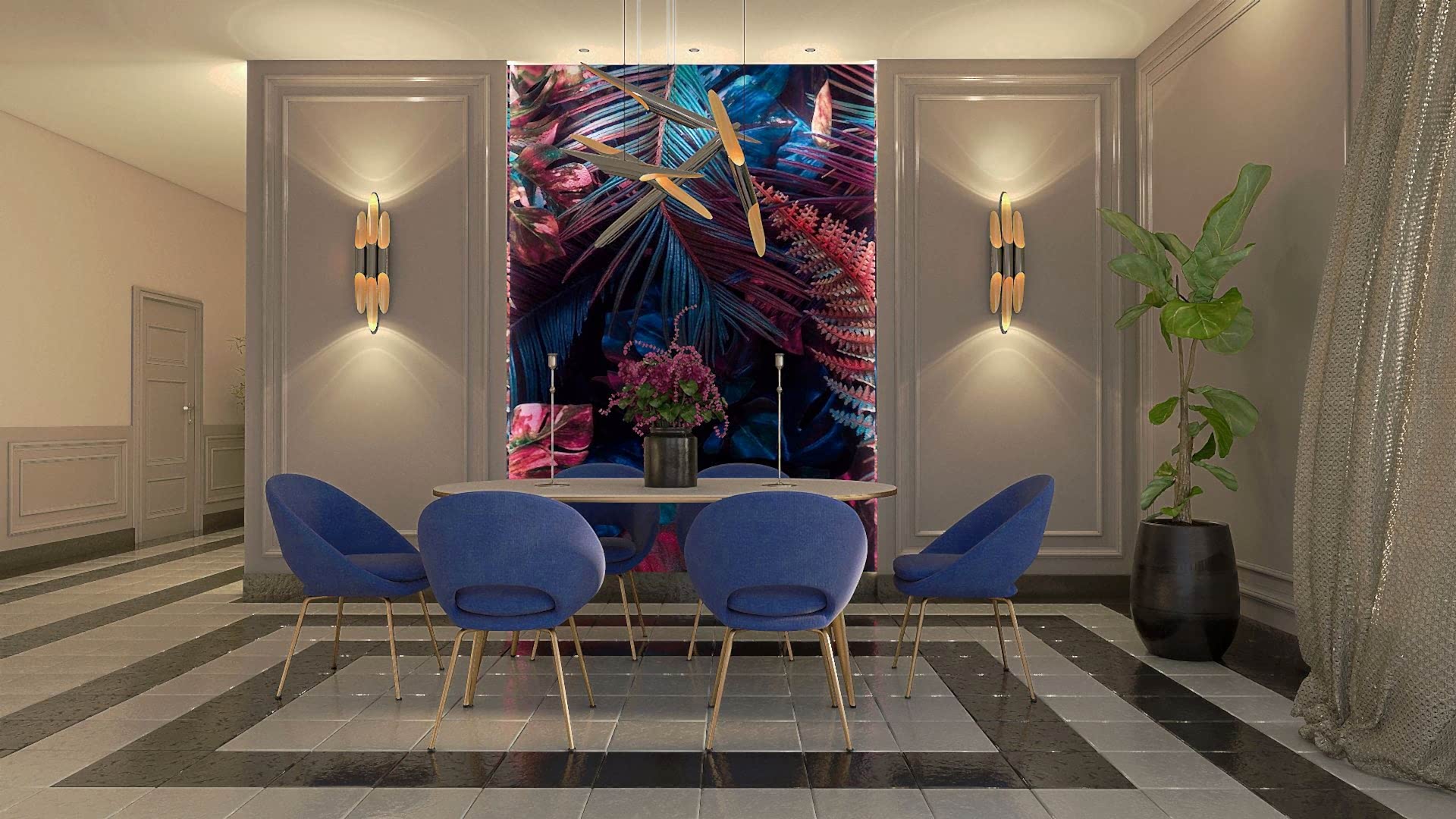 Jewel Blue Modern Dining Room