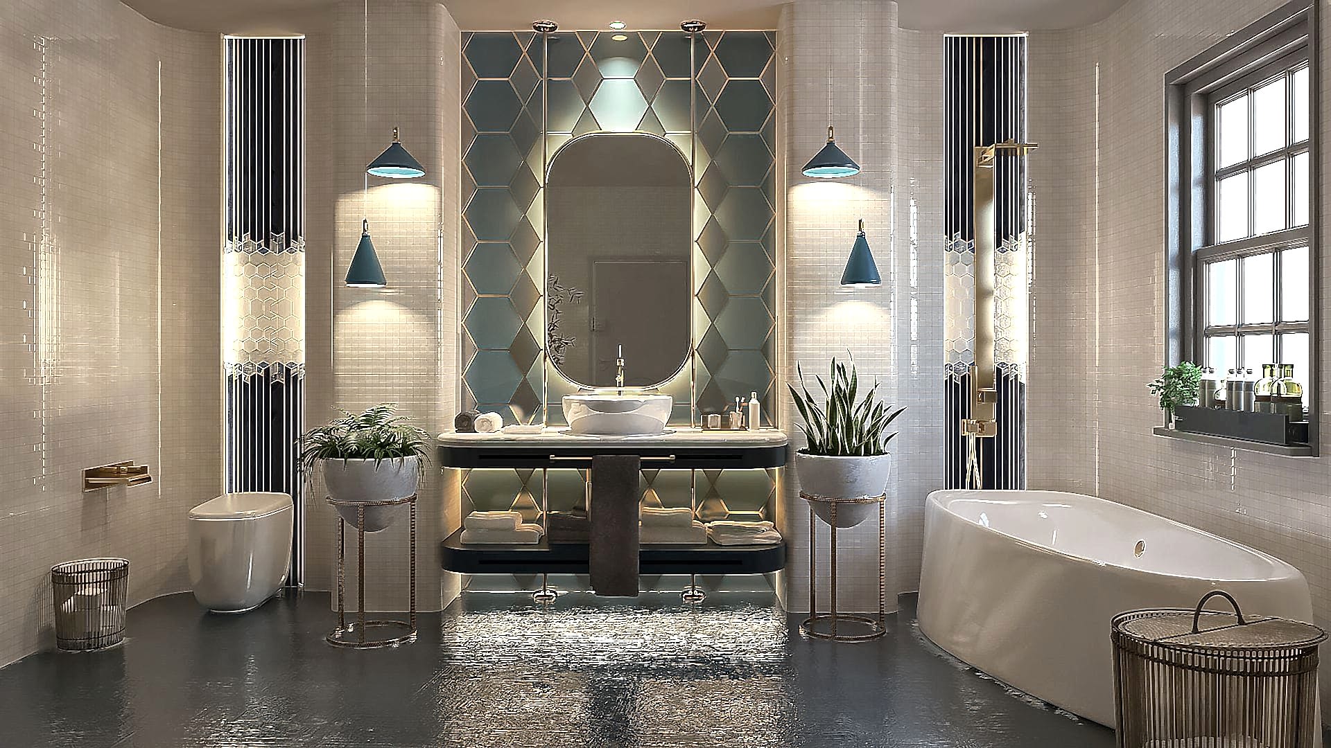 Modern Bathroom Interior With a Dash of Glam