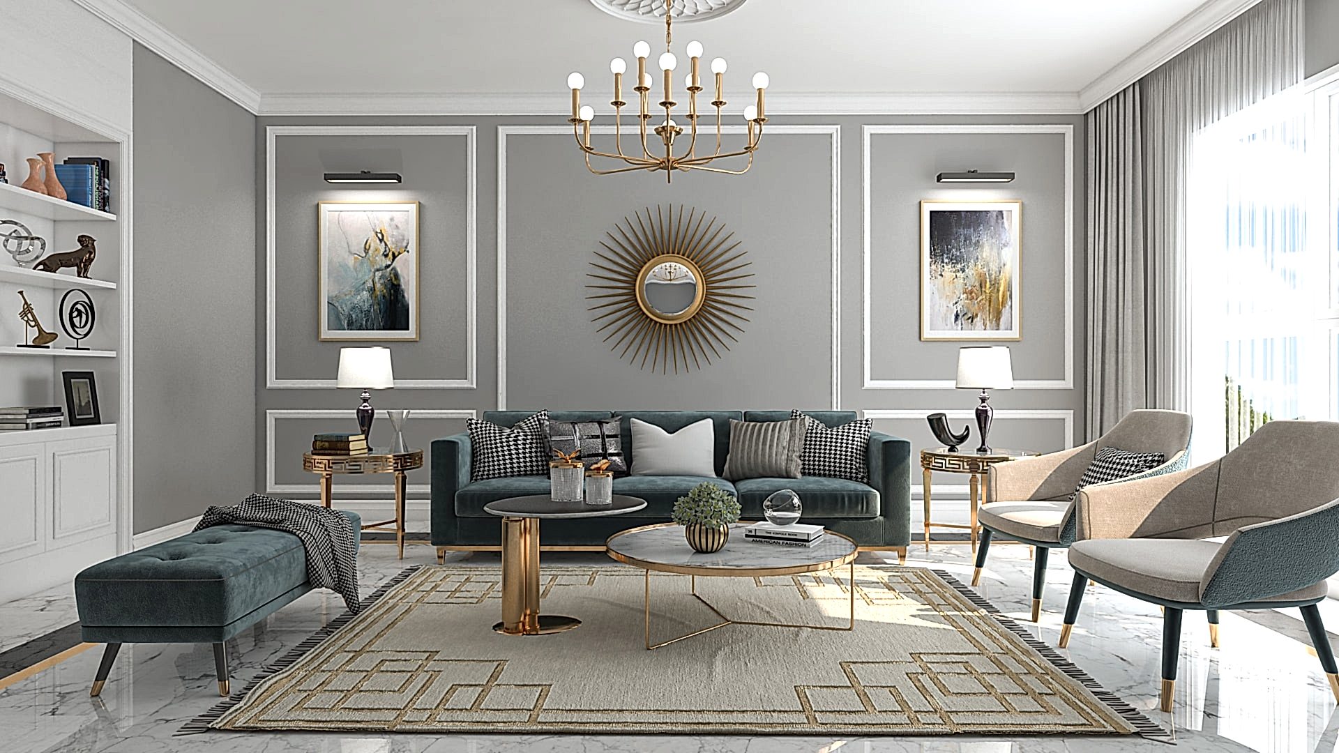 Art Deco-Inspired Living Room