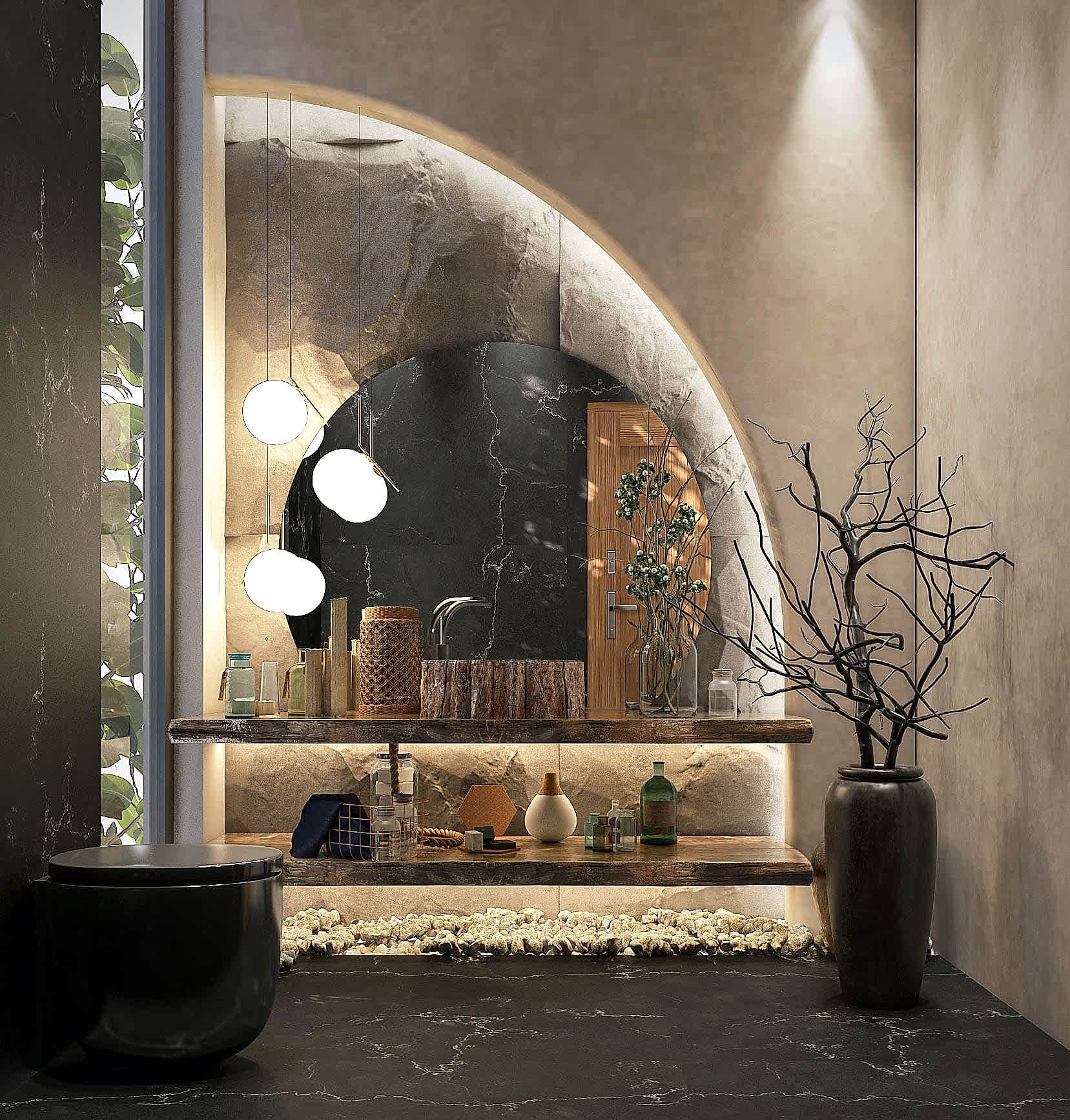 Modern Rustic Bathroom in Two Versions