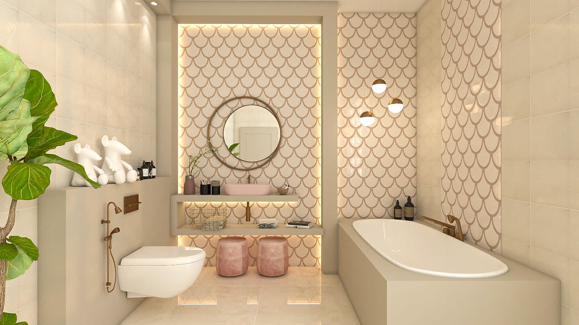 Whimsical Pastel Pink Bathroom
