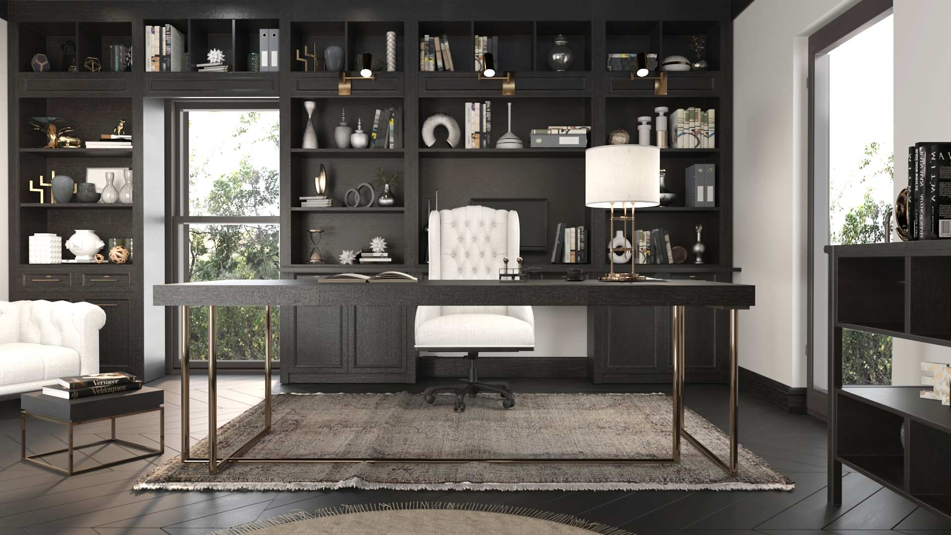 Elegant Affluence: Embracing French-Inspired Traditional Charm in Your Home Office