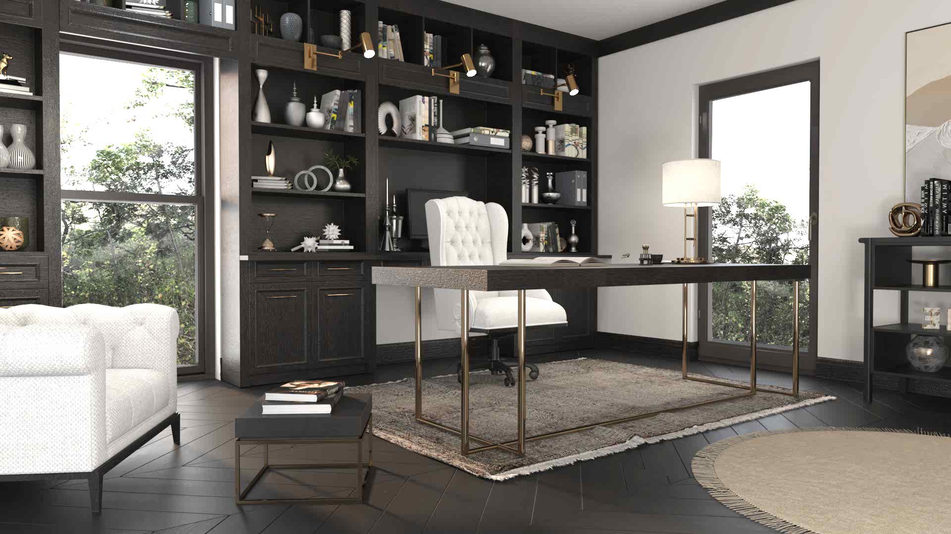 Elegant Affluence: Embracing French-Inspired Traditional Charm in Your Home Office
