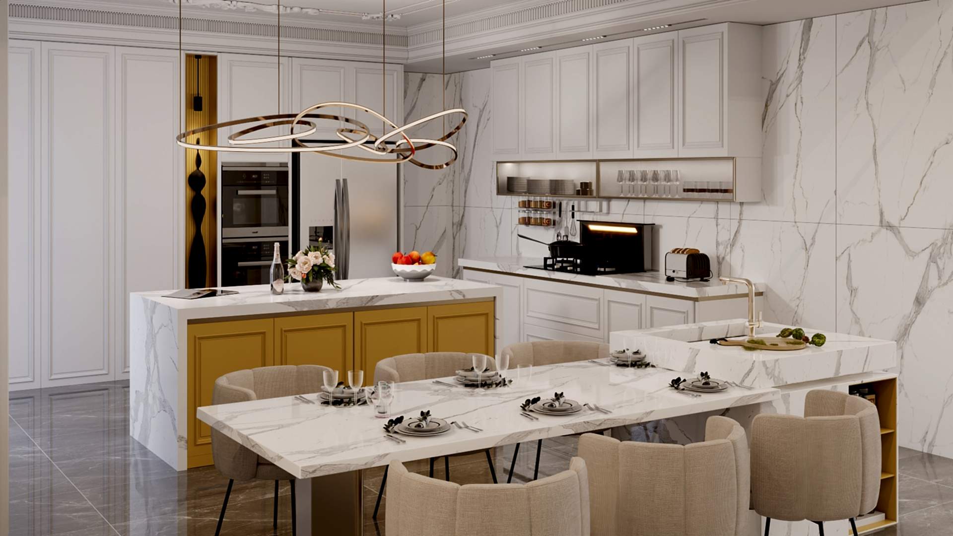 Gilded Details in Classic Kitchen