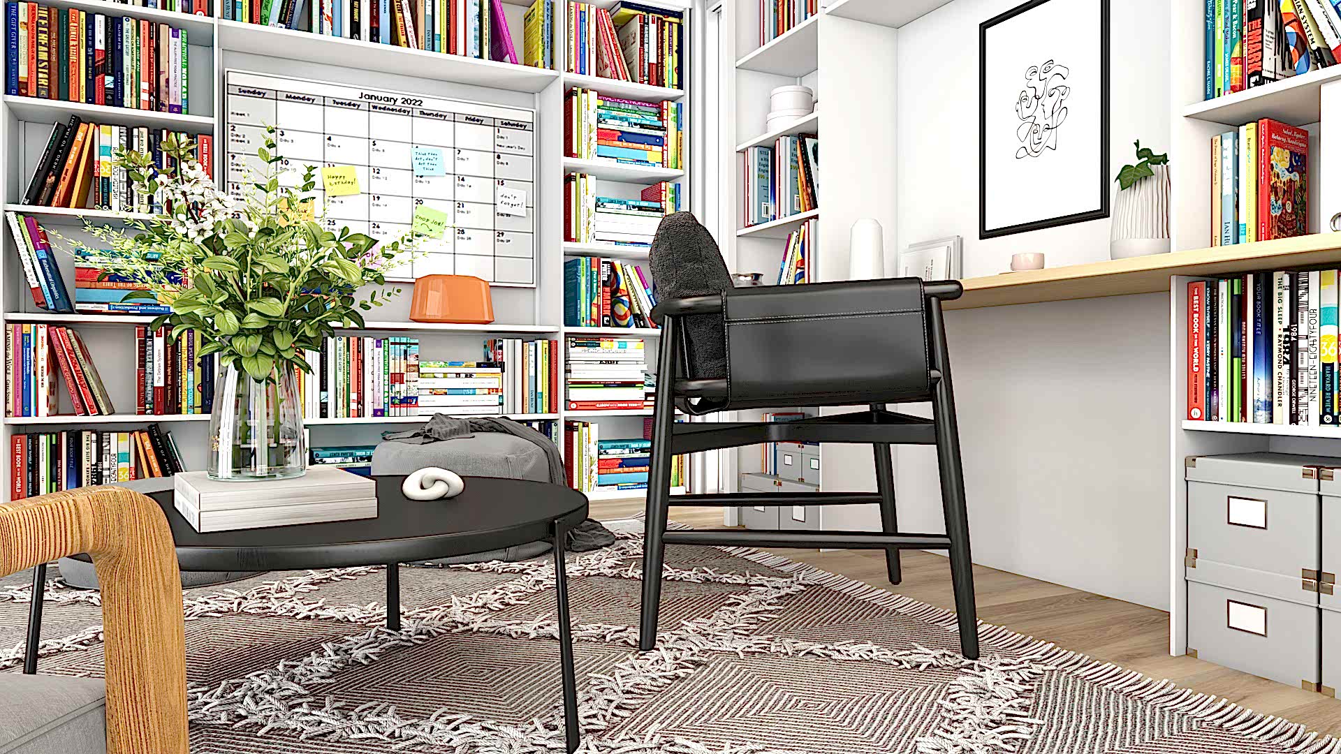Eclectic Haven: Crafting Your Vibrant Scandinavian Home Office and Library
