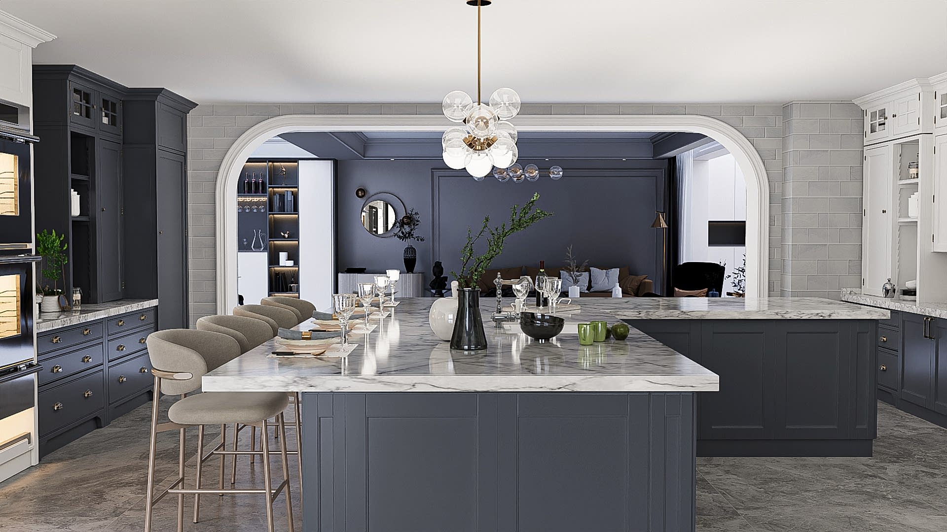 Embracing Modern Classic Kitchen Comforts on a Grand Scale