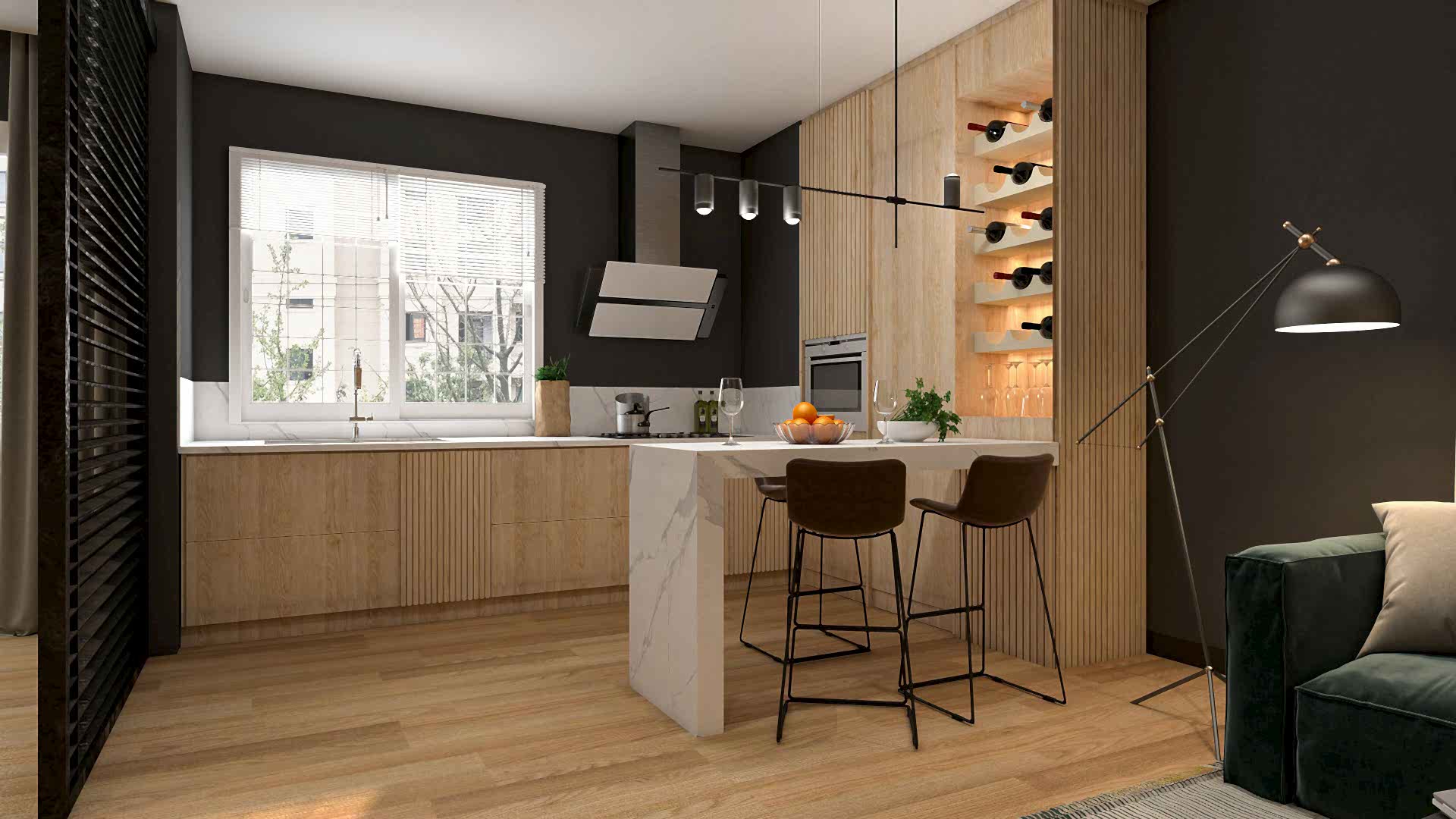 Dark Drama with Golden Accents A Modern Kitchen Statement