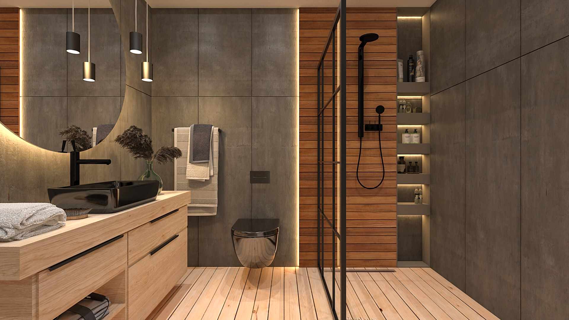A Touch of Nature Modern Bathroom Design with Wood Accents
