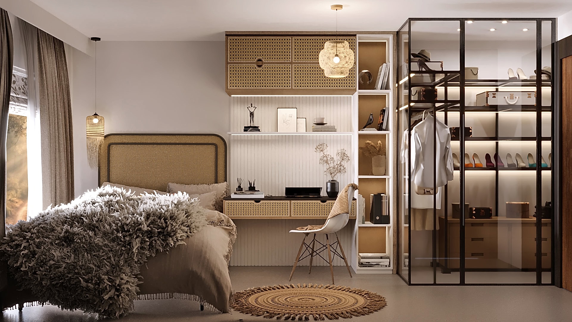 Cozy bedroom with comfy bed