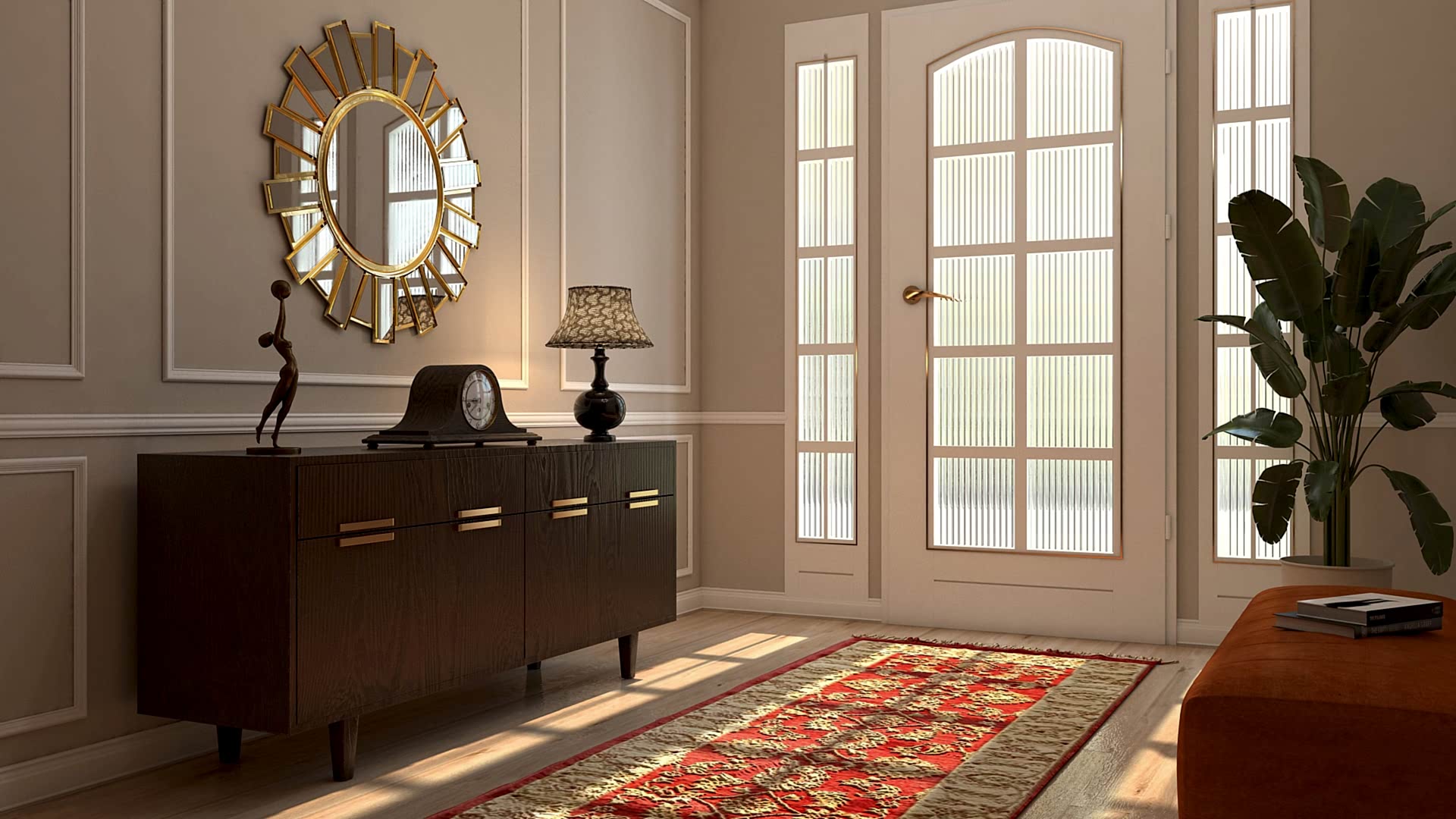 Chic entry room with mirror